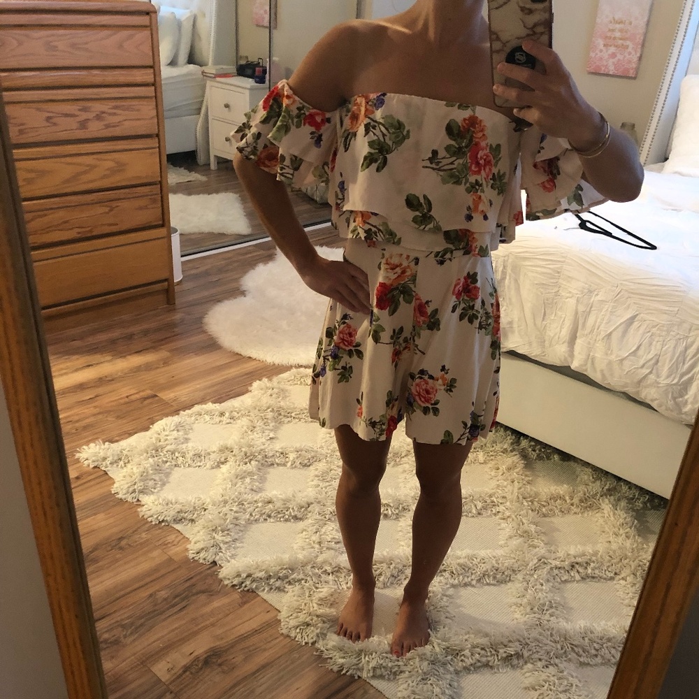 Floral off the shoulder Romper